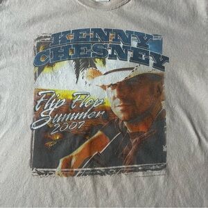 2007 Kenny Chesney Flip Flop Summer Tour Beige Graphic T-Shirt Size XL